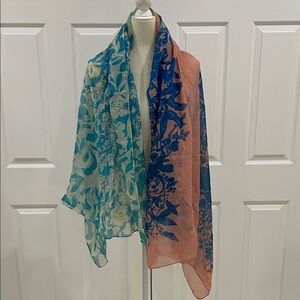 Floral Blue and Pink Ombré Scarf NWOT (Korean Brand)